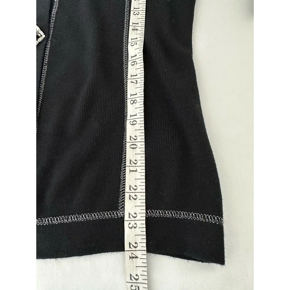 Michael Simon Womens Size Medium Black Knit Cardigan Jeweled Buttons Event Party